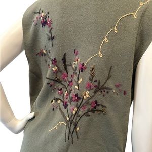 Vintage Koret Knit Vest Women’s Medium Floral Embroidered Grannycore Y2K
